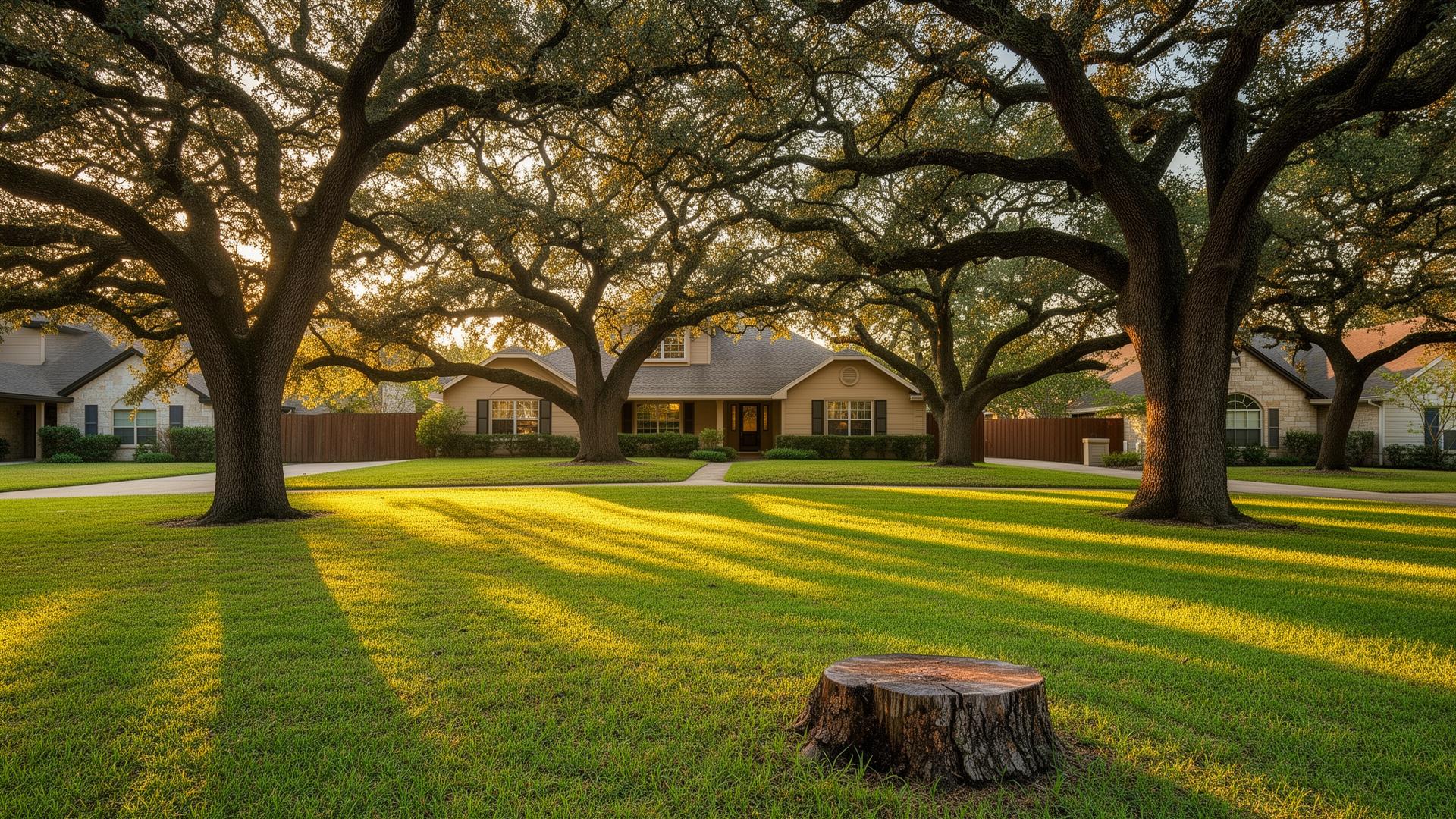 Residential property with trees and stump in St. Louis area